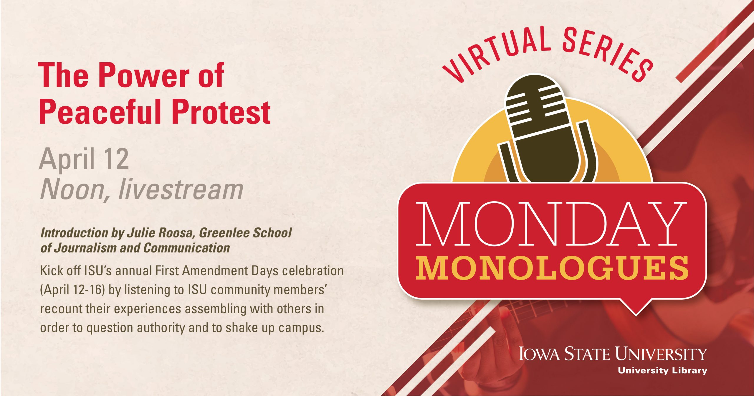 Monday Monologues The Power of Peaceful Protest • Events in the College of Liberal Arts and Sciences • Iowa State University